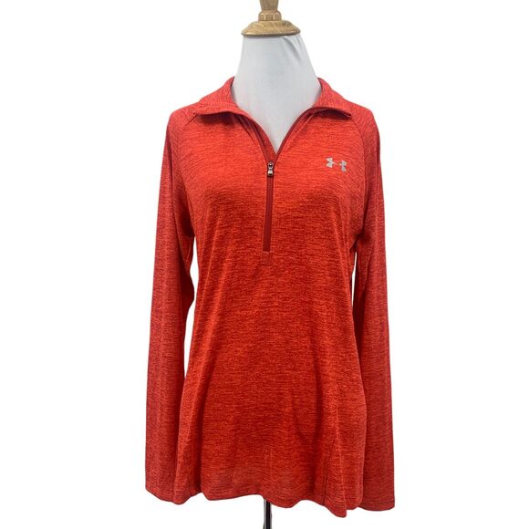 Under Armour Training Shirt Womens M Medium Flame Half Zip Space Dye HeatGear - Picture 1 of 9